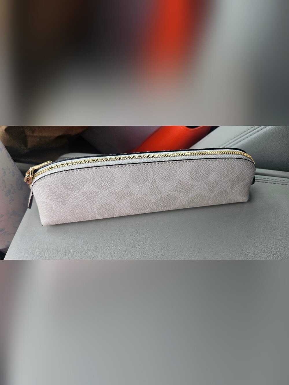Coach White Logo Pencil Case